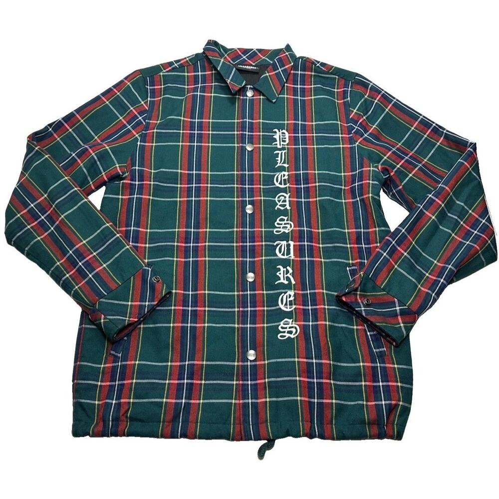Pleasures Vol. 5 BDSM Plaid Coaches Jacket Size Medium Green Red Blue Yellow